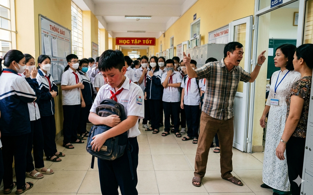 Con xấu hổ trốn biệt vì bố làm loạn trường sau mâu thuẫn với bạn