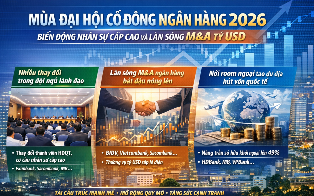 Mùa đại hội cổ đông ngân hàng 2026: Biến động nhân sự cấp cao và làn sóng M&A tỷ USD