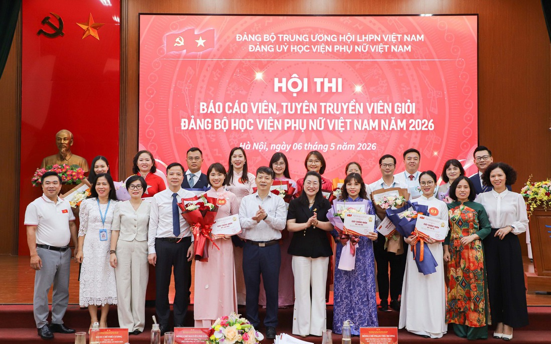 Sôi nổi Hội thi Báo cáo viên, tuyên truyền viên giỏi Đảng bộ Học viện Phụ nữ Việt Nam năm 2026