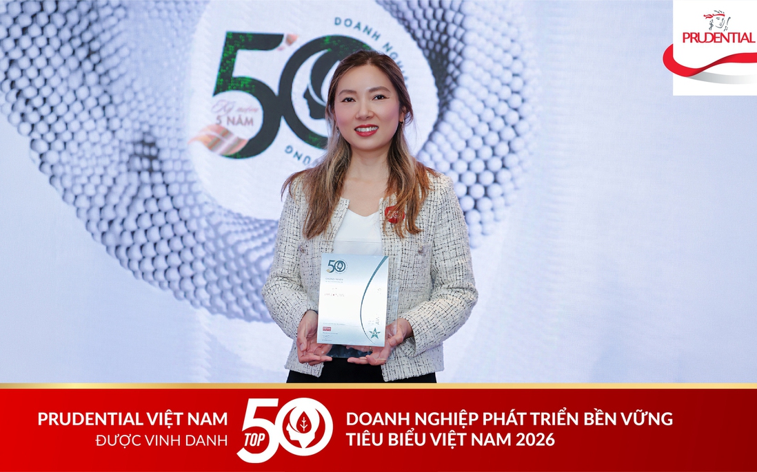 Prudential Việt Nam được vinh danh tại Top 50 Doanh nghiệp Phát triển Bền vững 2026, khẳng định vai trò của bảo hiểm trong tương lai phát triển bền vững