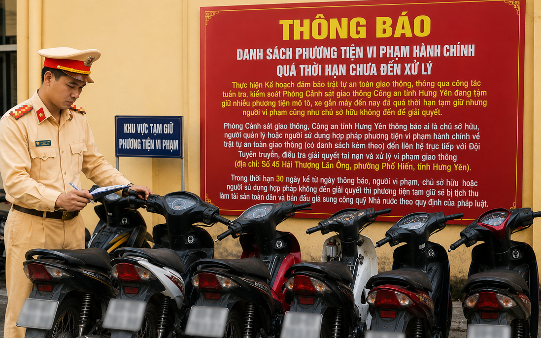 Công an Hưng Yên thông báo danh sách phương tiện vi phạm quá hạn chưa đến xử lý