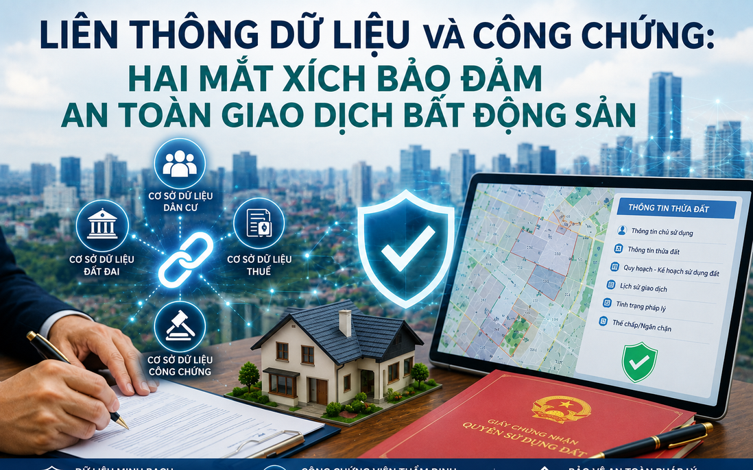 Liên thông dữ liệu và công chứng: Hai mắt xích bảo đảm an toàn giao dịch bất động sản