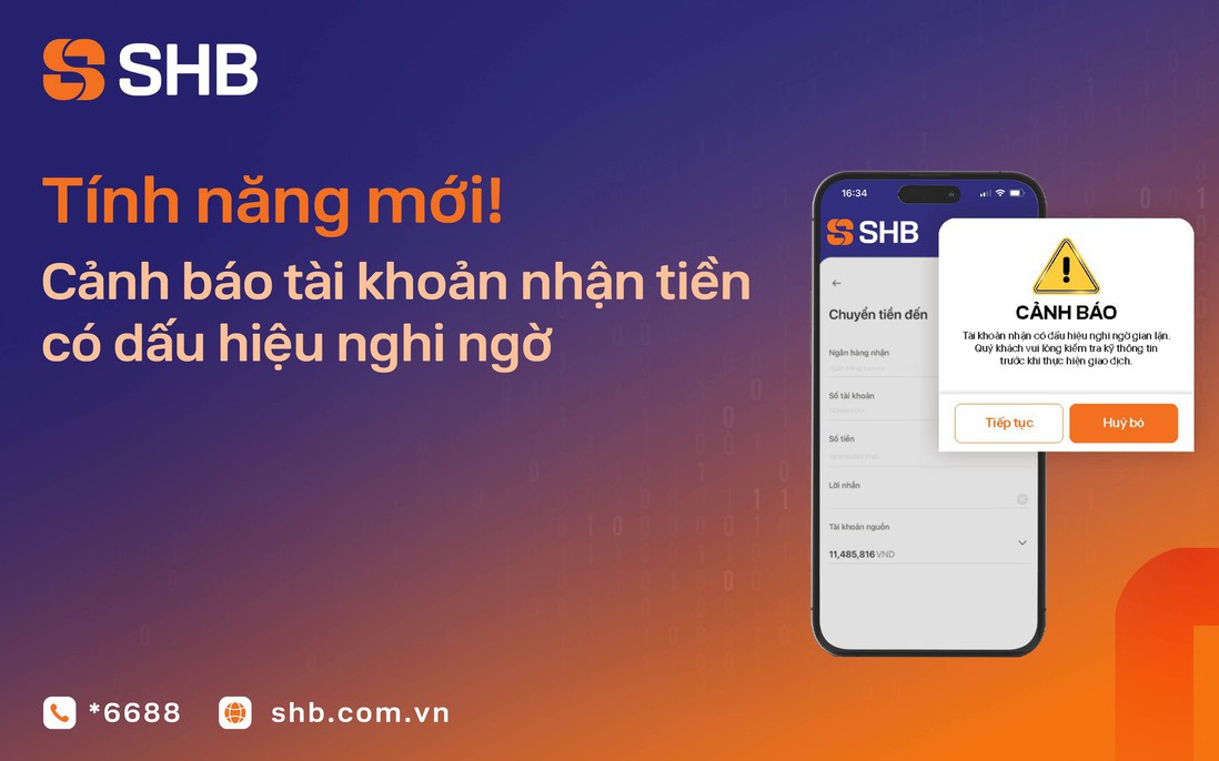 SHB tăng cường bảo vệ khách hàng với tính năng cảnh báo tài khoản nghi ngờ gian lận