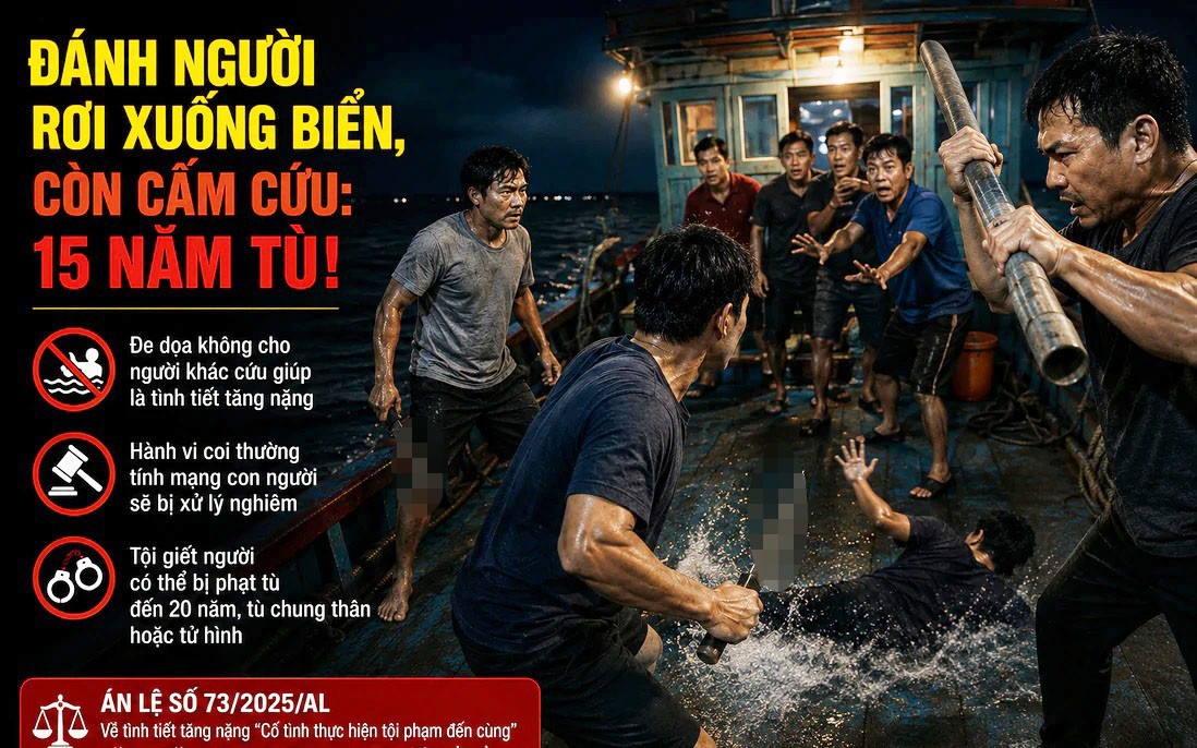 Án lệ về "phạm tội đến cùng" về hành vi đánh ngã nạn nhân xuống biển còn cấm cứu