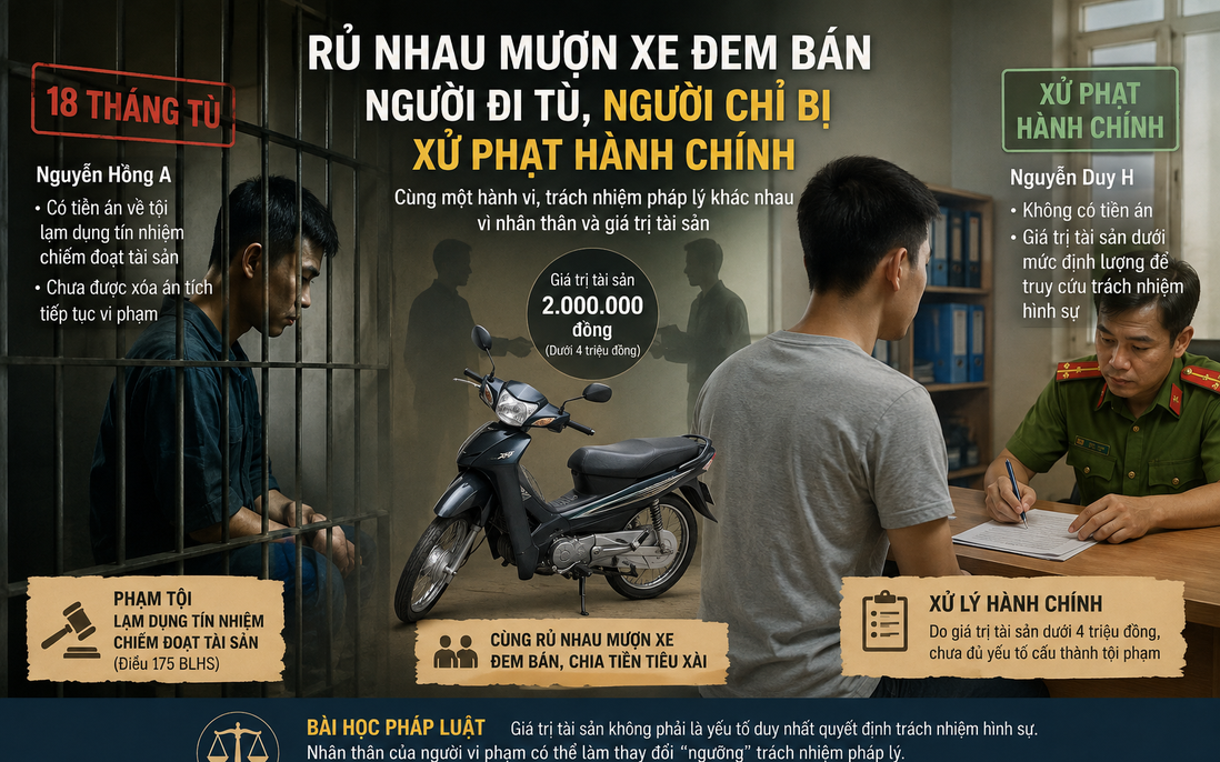 Cùng nhau phạm tội, người đi tù, người chỉ bị phạt hành chính