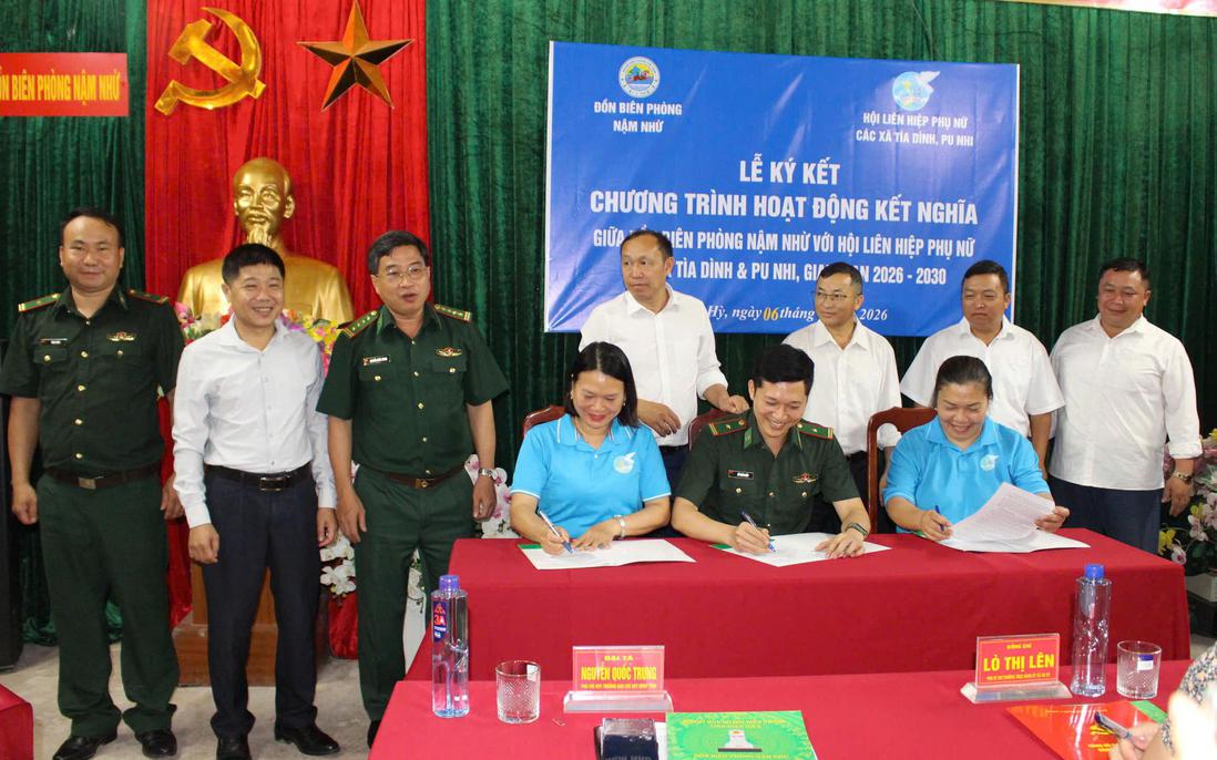 Đồn biên phòng Nậm Nhừ ký kết chương trình hoạt động kết nghĩa với Hội LHPN 2 xã biên giới 