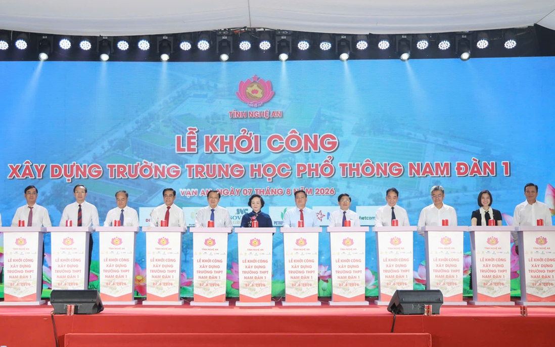 Khởi công Trường THPT Nam Đàn 1, Phó Thủ tướng Phạm Thị Thanh Trà kỳ vọng môi trường giáo dục chất lượng cao, nhân văn
