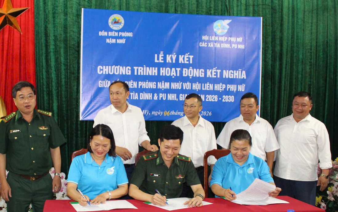 Đồn biên phòng Nậm Nhừ ký kết chương trình hoạt động kết nghĩa với Hội LHPN 2 xã biên giới