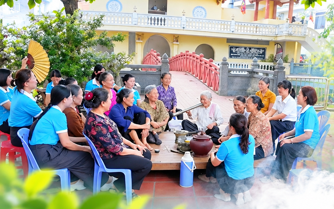 Phụ nữ vùng quê thuốc lào cùng nhau "nói không" với khói thuốc