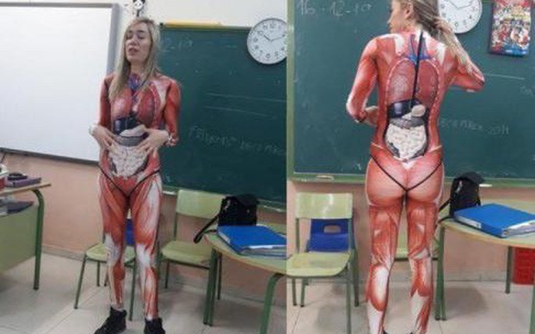 Nữ giáo viên Sinh học gây tranh cãi với “bộ đồ giải phẫu cơ thể” 3D