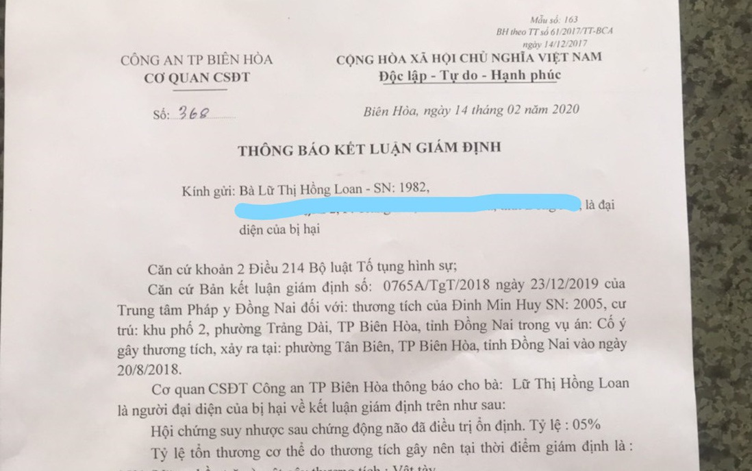 Vụ hành hung trẻ em ở Đồng Nai: "Vênh" kết luận giám định tỉ lệ tổn thương 