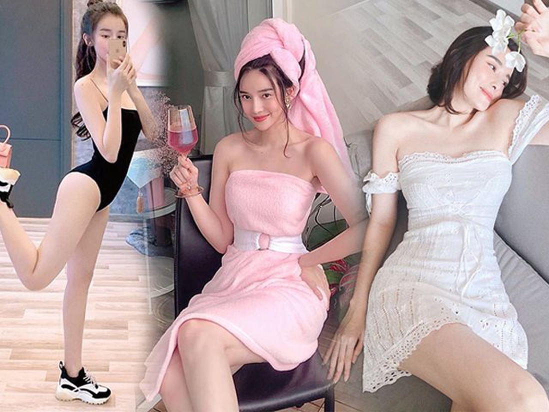 Cao Thái Hà ở nhà biến hình gợi cảm, quyến rũ, hết quấn khăn làm áo lại mặc bikini mỏng manh