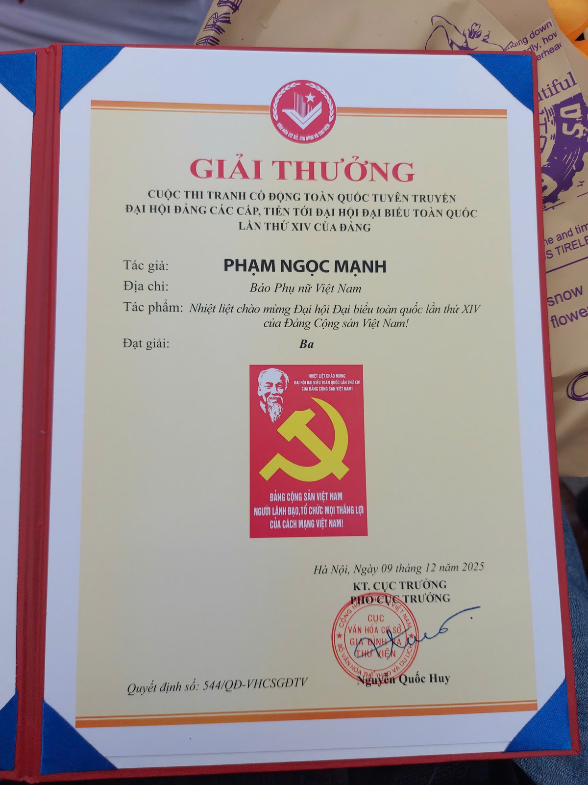 Họa sĩ Báo Phụ nữ Việt Nam đoạt giải Ba cuộc thi tranh cổ động toàn quốc tuyên truyền Đại hội Đảng XIV- Ảnh 3. Họa sĩ Báo Phụ nữ Việt Nam đoạt giải Ba cuộc thi tranh cổ động toàn quốc tuyên truyền Đại hội Đảng XIV- Ảnh 3.