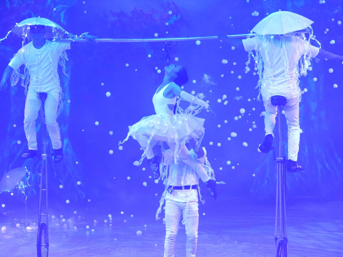 Những hiệu ứng ánh sáng đẹp mắt được đạo diễn vận dụng triệt để, kết hợp cùng những chuyển động khéo léo của diễn viên xiếc