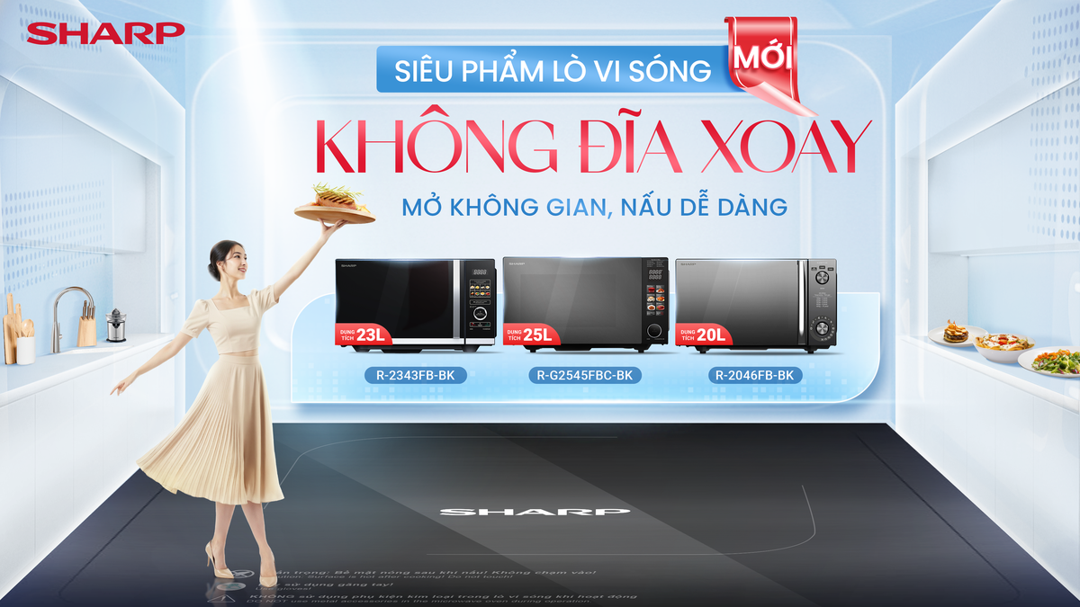 SHARP ra mắt lò vi sóng không đĩa xoay mới: mở không gian, nấu dễ dàng- Ảnh 1.