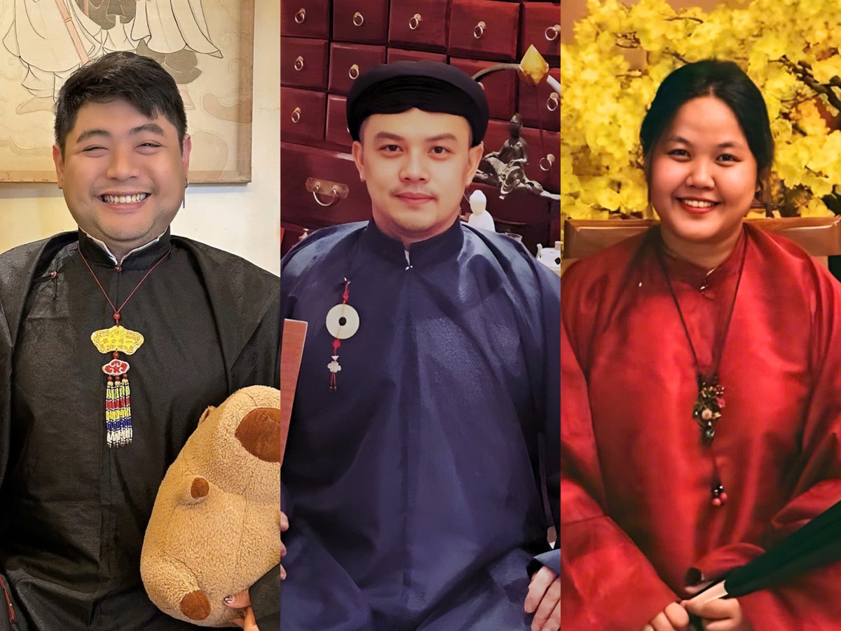 Cố vấn chuyên môn Tarot Trần Nguyễn Anh Minh, hoạ sĩ Nam Ngọc và soạn giả Lệ Chính là đội ngũ biên soạn Tarot Sông núi nước Nam. Ảnh: NVCC