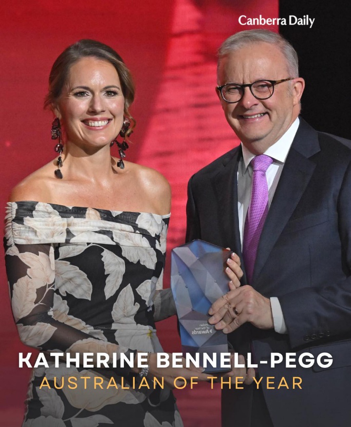 Katherine Bennell-Pegg sau lễ trao giải Người Úc của năm 2026 tại Canberra