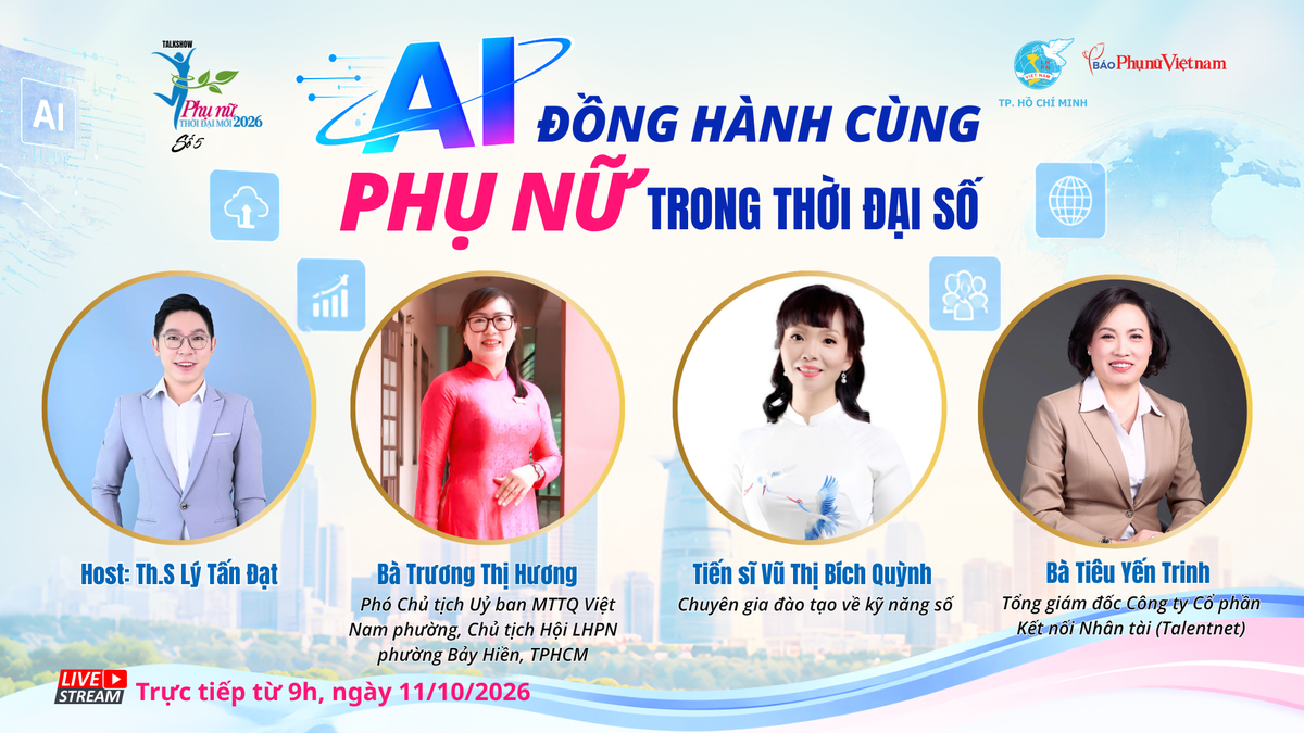 Đón xem livestream Talkshow "Phụ nữ thời đại mới" - Chủ đề: "AI đồng hành cùng phụ nữ trong thời đại số"- Ảnh 1.