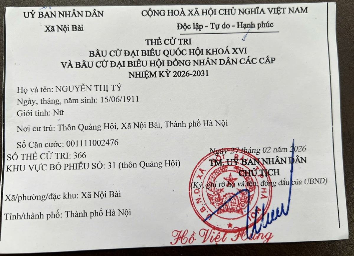 Lá phiếu của nữ cử tri 115 tuổi ở Hà Nội- Ảnh 3.