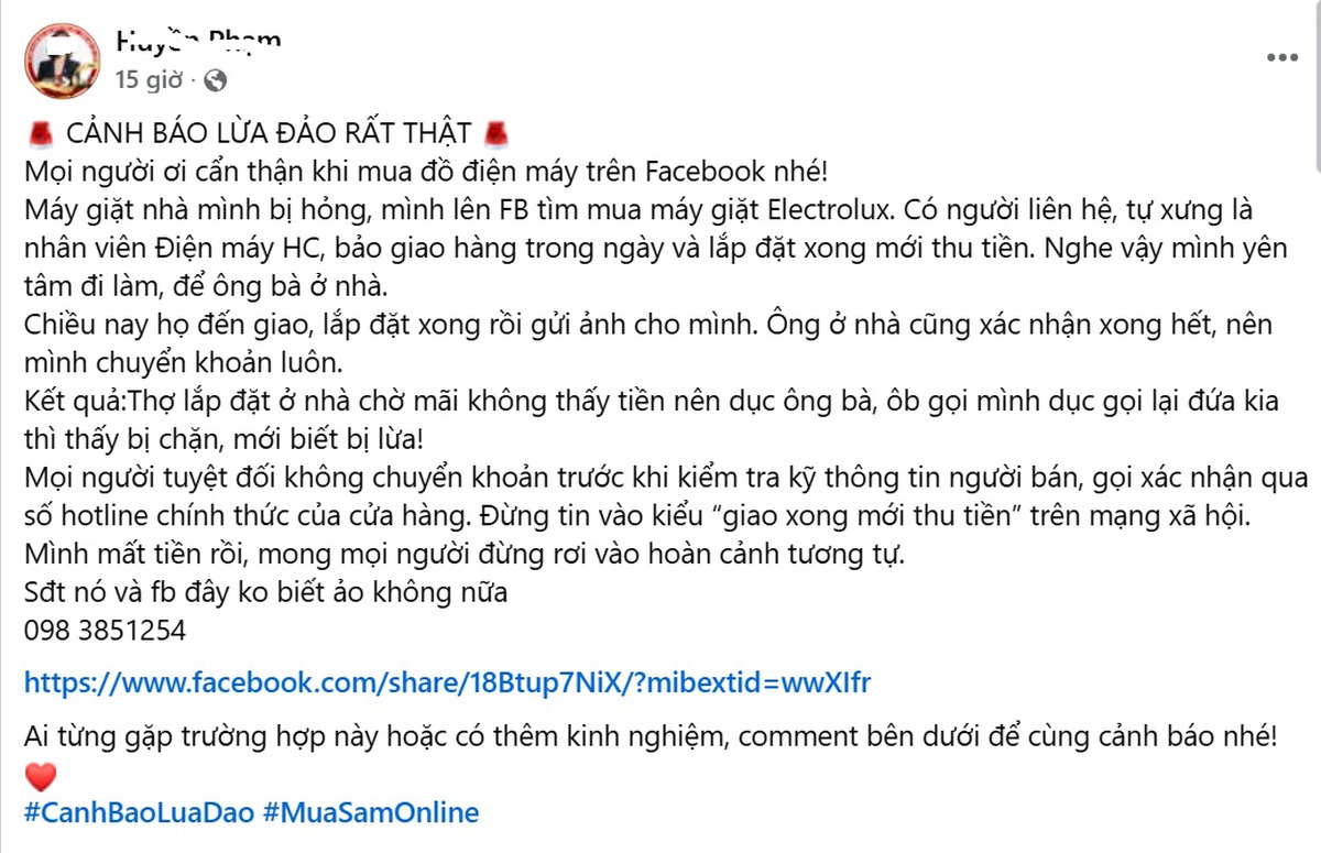 Thợ thật, máy thật, chuyển tiền thật: Chiêu lừa khiến nạn nhân phải trả tiền máy giặt 2 lần- Ảnh 1.