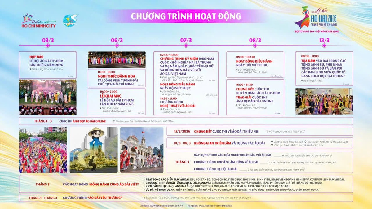 Các hoạt động của Lễ hội Áo dài TP Hồ Chí Minh 2026