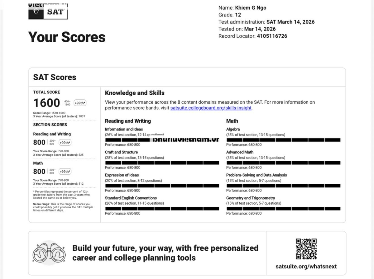 Nam sinh chuyên Toán đạt điểm tuyệt đối SAT, thuộc nhóm 1% cao nhất toàn cầu- Ảnh 1. Nam sinh chuyên Toán đạt điểm tuyệt đối SAT, thuộc nhóm 1% cao nhất toàn cầu- Ảnh 1.