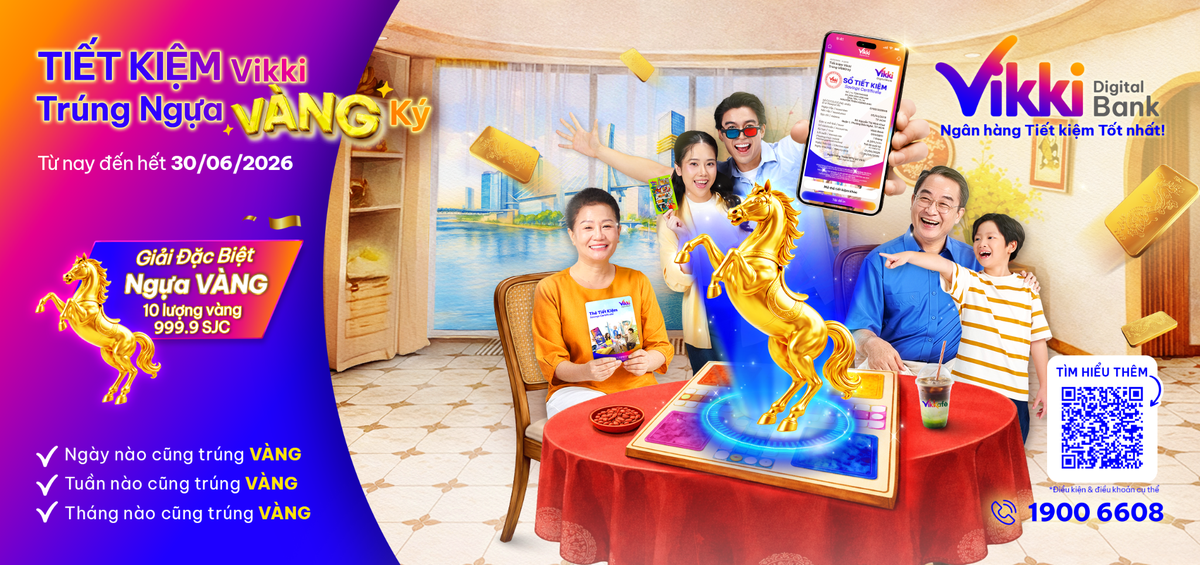 Tiết kiệm Vikki Trúng Ngựa Vàng ký: Cơ hội trúng 10 lượng vàng SJC- Ảnh 1.