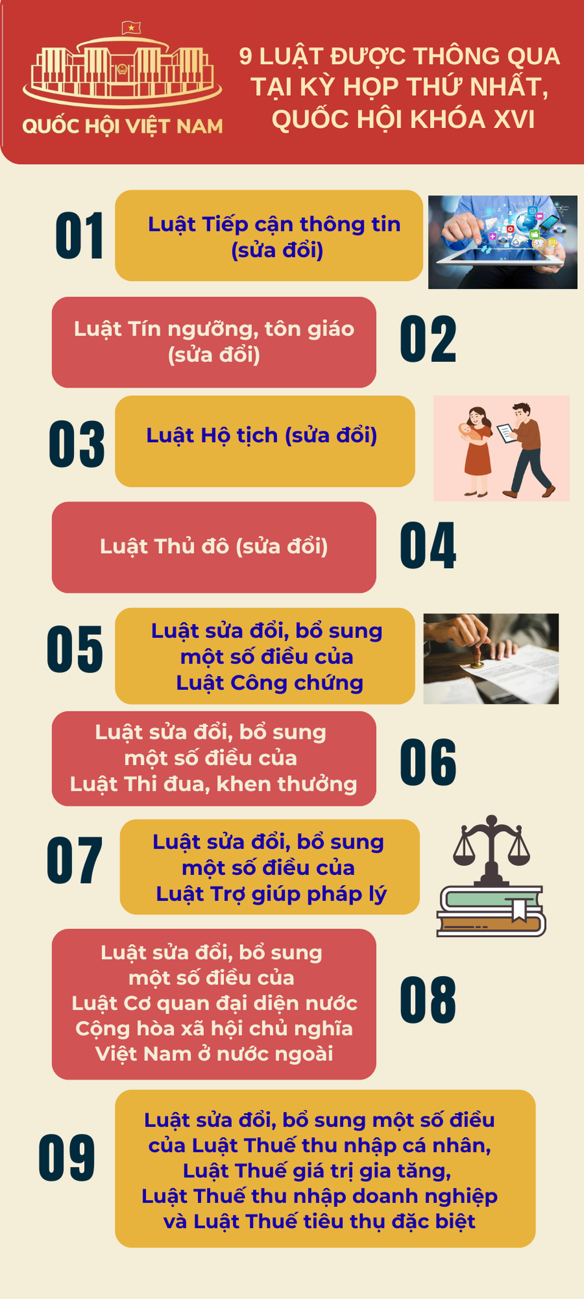 Infographic: 9 luật được thông qua tại Kỳ họp thứ Nhất, Quốc hội khóa XVI- Ảnh 1.