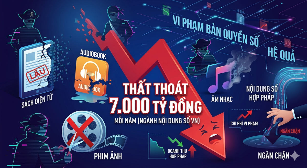 Ước tính ngành nội dung số Việt Nam thất thoát khoảng 7.000 tỷ đồng mỗi năm