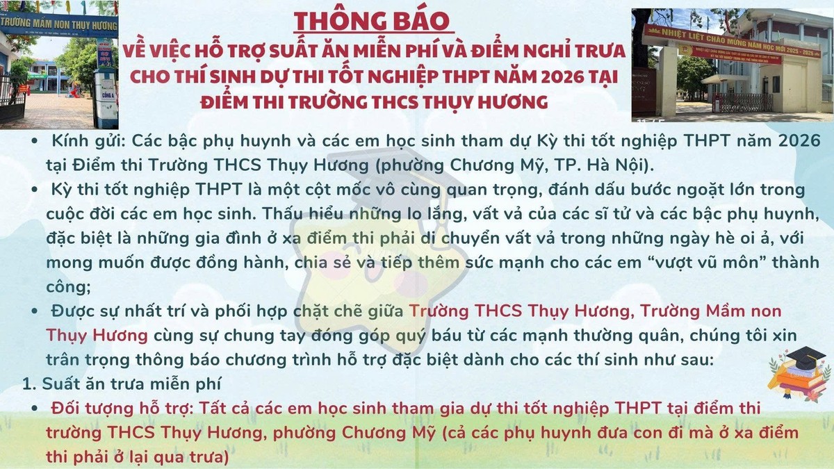 Kỳ thi tốt nghiệp THPT năm 2026: Mùa thi ấm áp với những suất cơm miễn phí, nhà nghỉ "0 đồng"- Ảnh 1.