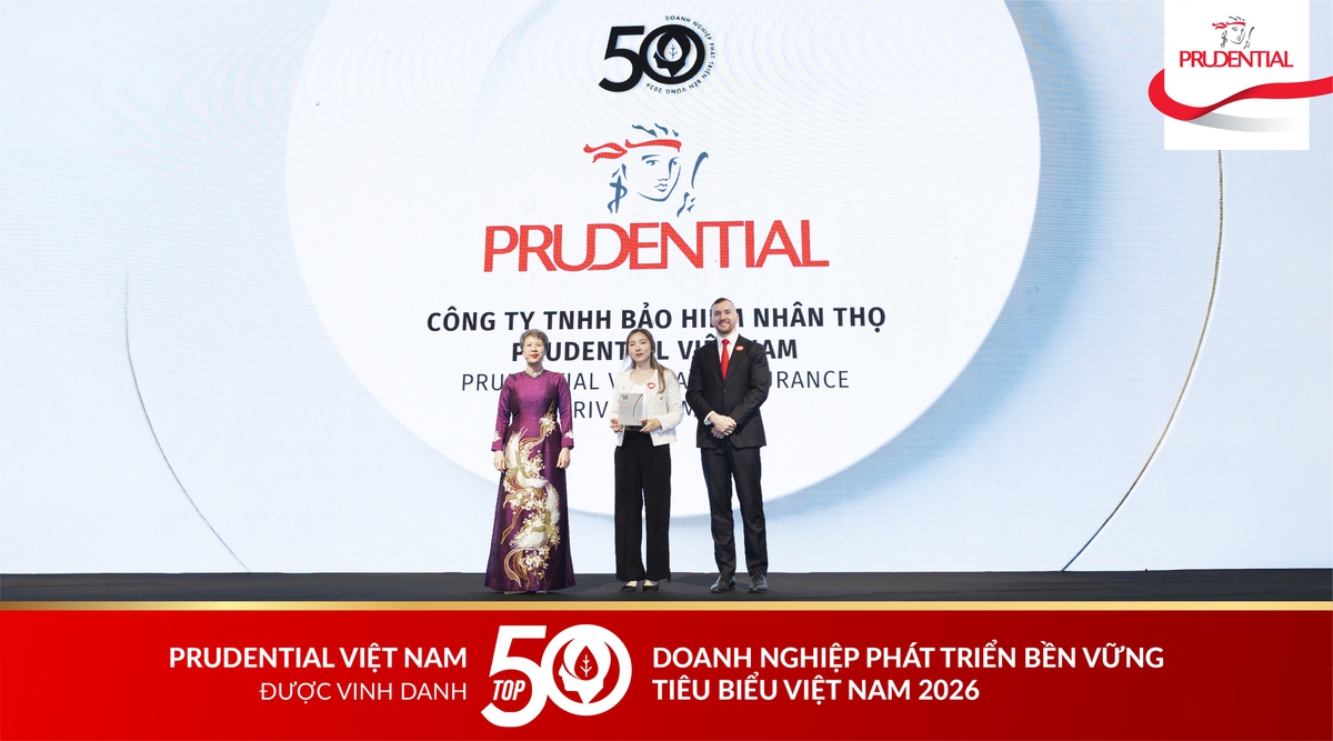 Prudential Việt Nam được vinh danh tại Top 50 Doanh nghiệp Phát triển Bền vững 2026, khẳng định vai trò của bảo hiểm trong tương lai phát triển bền vững- Ảnh 1. Prudential Việt Nam được vinh danh tại Top 50 Doanh nghiệp Phát triển Bền vững 2026, khẳng định vai trò của bảo hiểm trong tương lai phát triển bền vững- Ảnh 1.