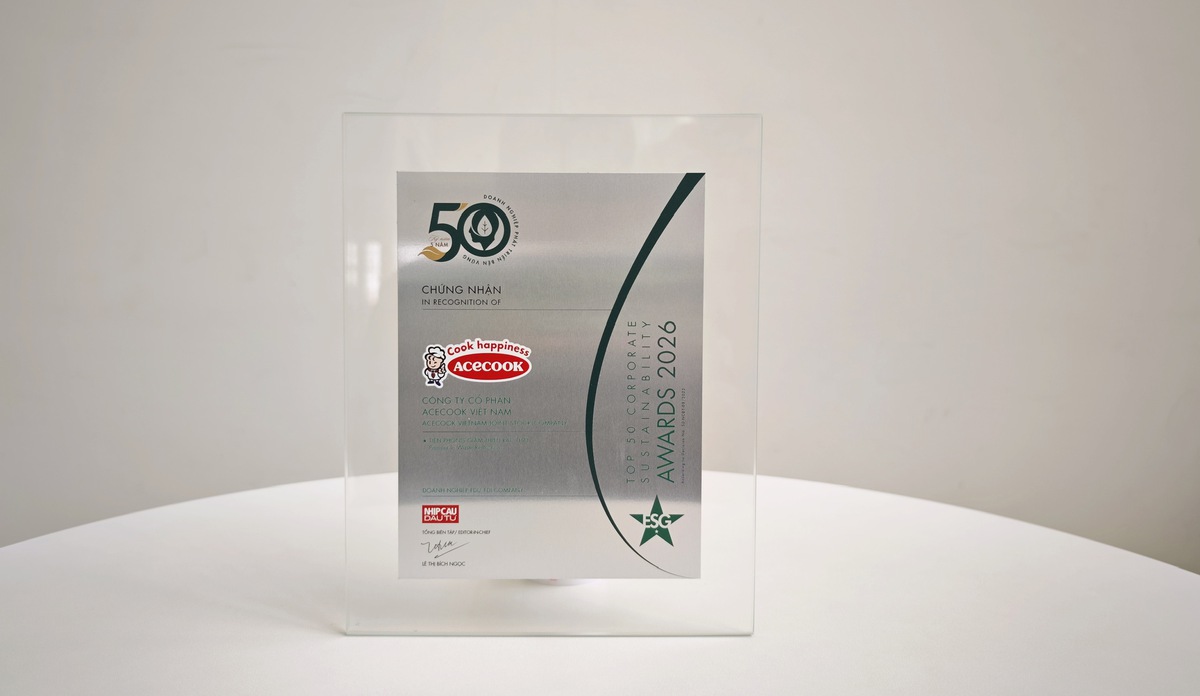 Acecook Việt Nam tiếp tục được vinh danh vào top 50 doanh nghiệp phát triển bền vững tiêu biểu Việt Nam 2026 nhờ nỗ lực giảm thiểu rác thải
- Ảnh 2. Acecook Việt Nam tiếp tục được vinh danh vào top 50 doanh nghiệp phát triển bền vững tiêu biểu Việt Nam 2026 nhờ nỗ lực giảm thiểu rác thải
- Ảnh 2.