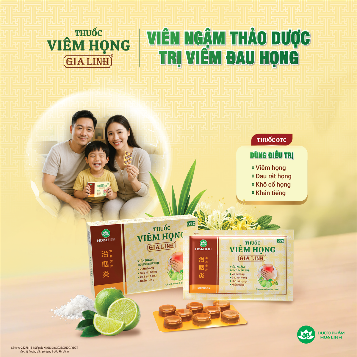 Thuốc viêm họng Gia Linh, viên ngậm thảo dược trị viêm đau họng - Ảnh 1.