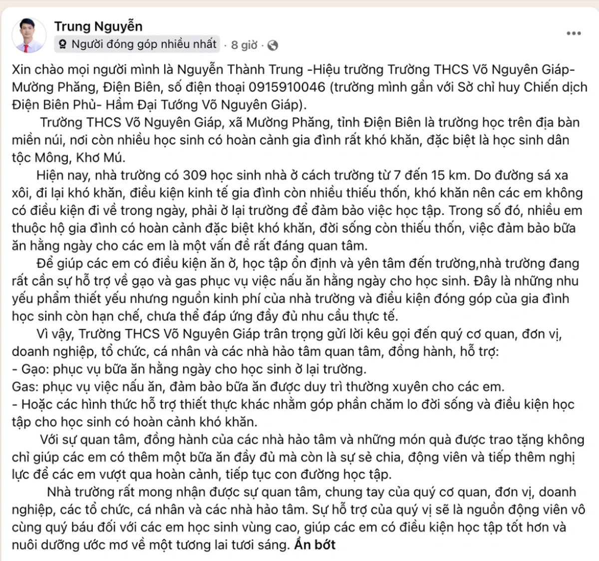 Trước thềm năm học mới, Hiệu trưởng trường vùng cao kêu gọi ủng hộ gạo, gas cho hơn 300 học sinh - Ảnh 3.