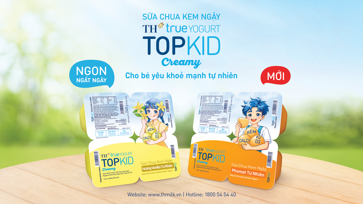 Tập đoàn TH ra mắt Sữa Chua Kem Ngậy Hương Vanilla Tự Nhiên & Phomat Tự Nhiên TH true YOGURT TOPKID - Ảnh 1.