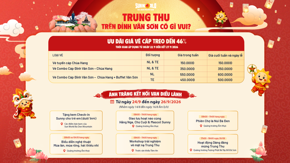 Đón trung thu, núi Bà Đen tổ chức liên tiếp 3 phiên chợ lá và ưu đãi giá vé đến 40% - Ảnh 2.