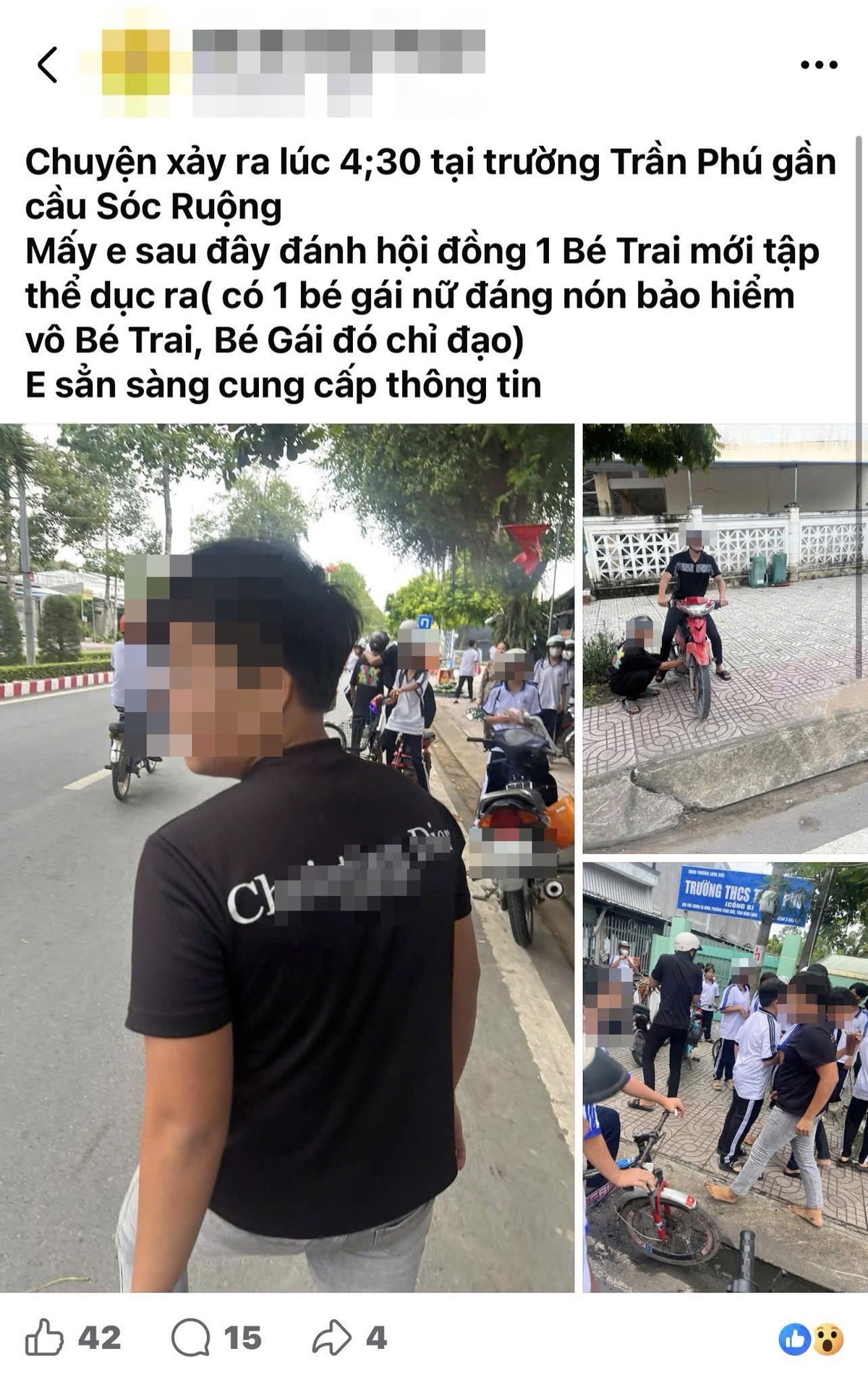 Công an vào xác minh vụ học sinh bị đánh trước cổng trường ở Vĩnh Long- Ảnh 1.