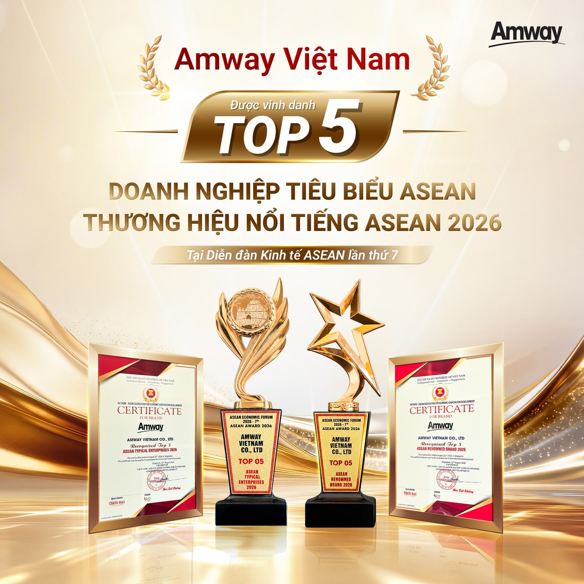 Amway Việt Nam được vinh danh Top 5 Doanh nghiệp tiêu biểu ASEAN và Top 5 Thương hiệu/sản phẩm nổi tiếng ASEAN- Ảnh 1.