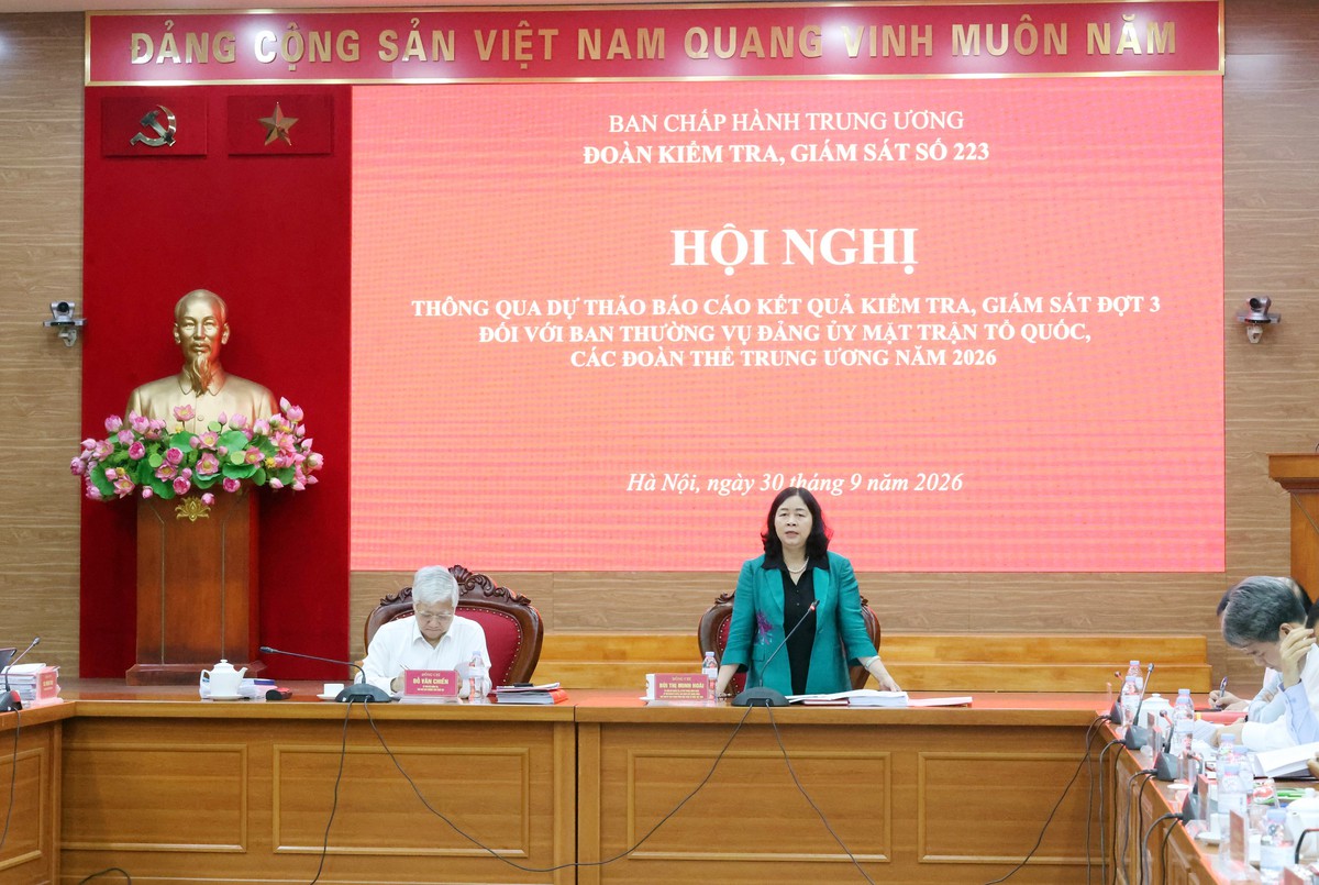 Đoàn kiểm tra của Bộ Chính trị làm việc với Ban Thường vụ Đảng ủy Mặt trận Tổ quốc, các đoàn thể Trung ương - Ảnh 1.