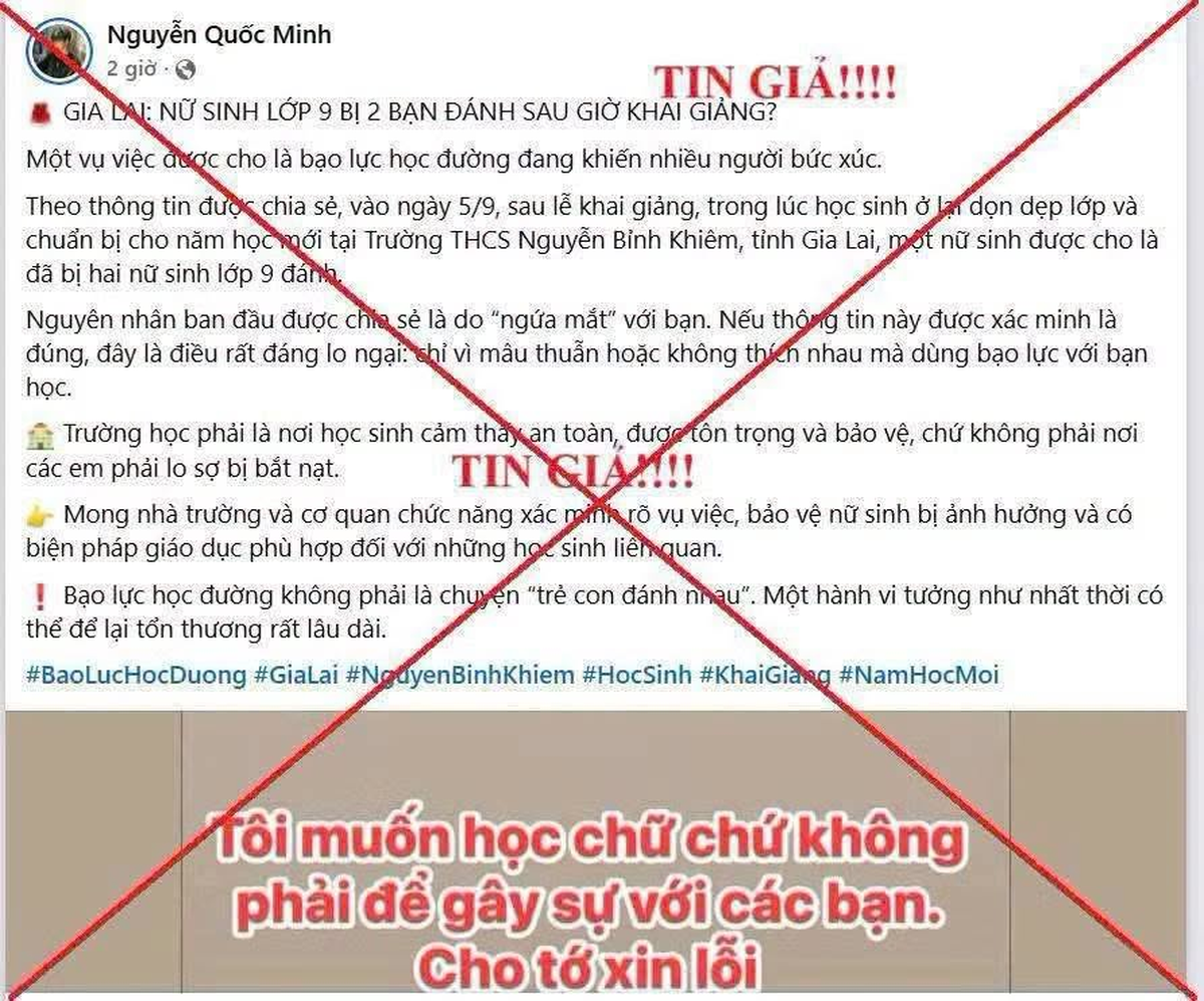 Sự thật thông tin nữ sinh lớp 9 bị bạo hành ngày khai giảng - Ảnh 1.