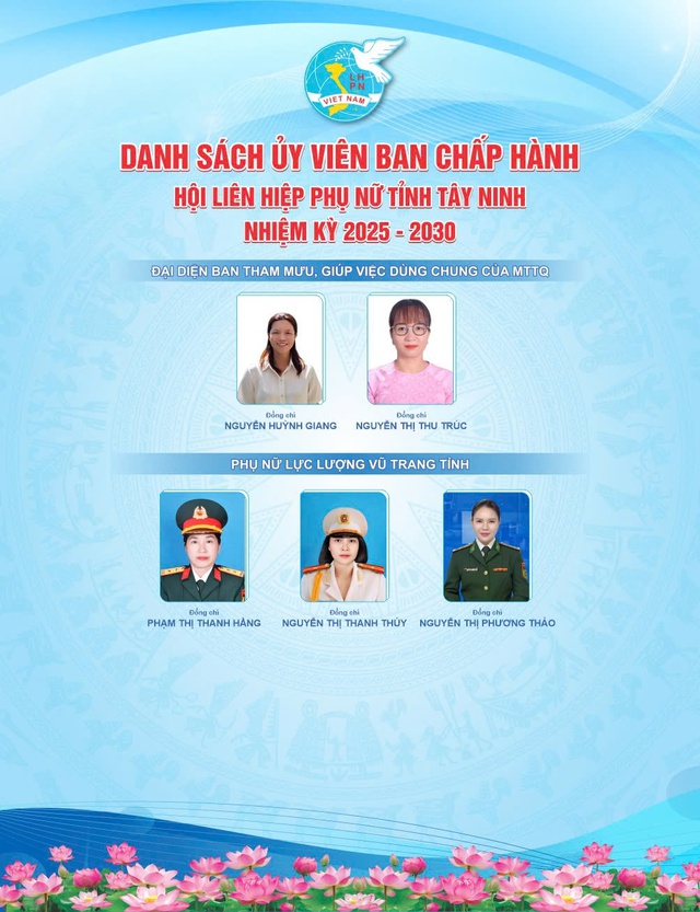 Infographic: Bà Phan Thị Thùy Vân làm Chủ tịch Hội LHPN tỉnh Tây Ninh nhiệm kỳ 2025-2030- Ảnh 7. Infographic: Bà Phan Thị Thùy Vân làm Chủ tịch Hội LHPN tỉnh Tây Ninh nhiệm kỳ 2025-2030- Ảnh 7.