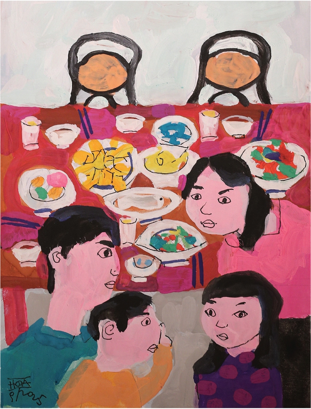 Minh họa của họa sĩ Đặng Xuân Hòa cho tác phẩm “Ấm cúng bữa cơm gia đình Việt” của Nguyễn Thị Minh Thái Minh họa của họa sĩ Đặng Xuân Hòa cho tác phẩm “Ấm cúng bữa cơm gia đình Việt” của Nguyễn Thị Minh Thái