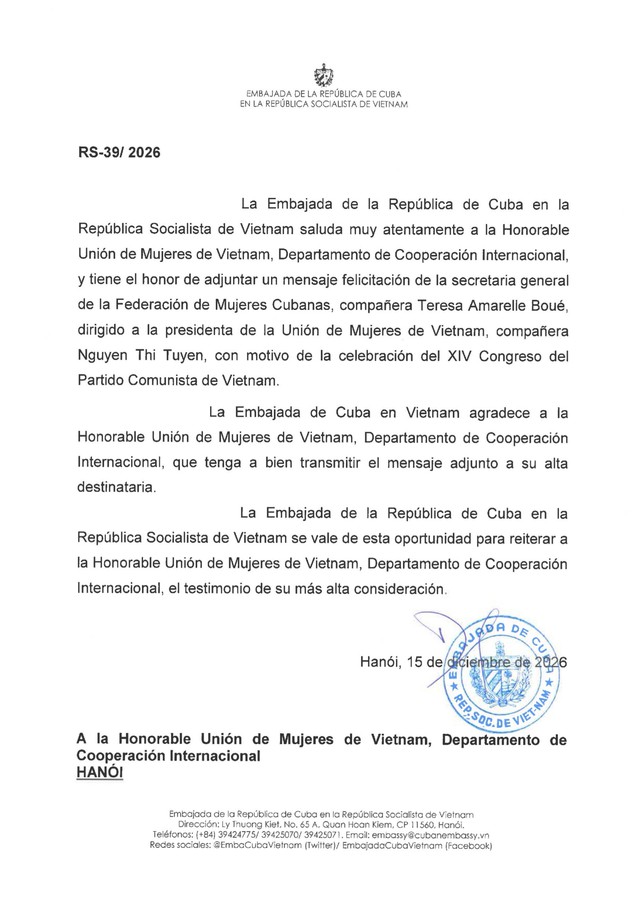Thư chúc mừng Đại hội Đảng XIV của các cơ quan, tổ chức phụ nữ quốc tế- Ảnh 7.