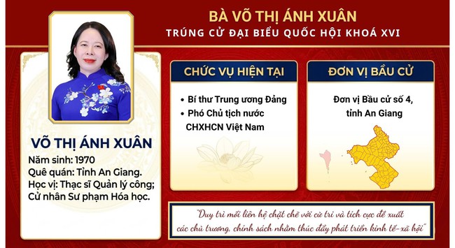 Phó Chủ tịch nước Võ Thị Ánh Xuân trúng cử đại biểu Quốc hội khóa XVI- Ảnh 1.