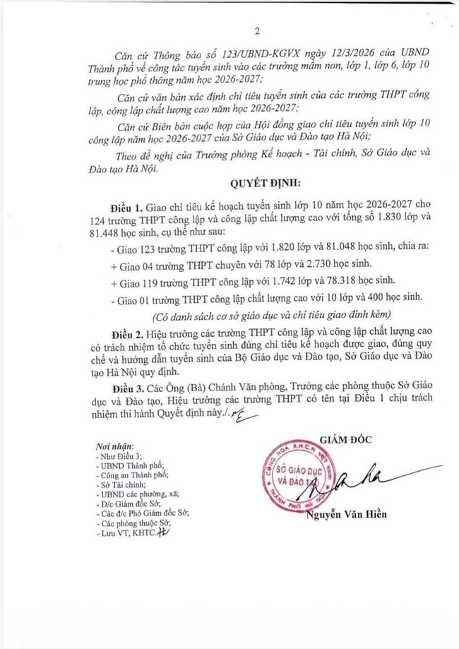 Hà Nội: 81.448 chỉ tiêu vào lớp 10 công lập năm học 2026-2027 - Ảnh 2.