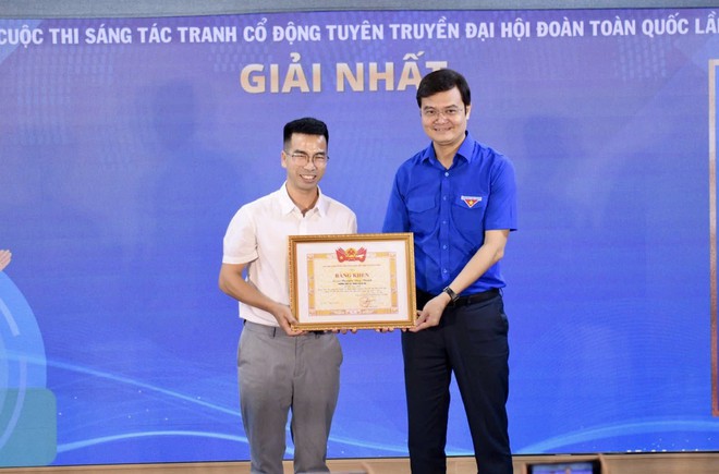 15 tác phẩm đoạt giải Sáng tác tranh cổ động, tuyên truyền Đại hội Đoàn toàn quốc XIII- Ảnh 1.