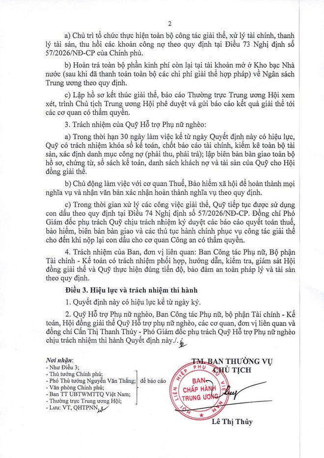 Kết thúc hoạt động và giải thể Quỹ Hỗ trợ Phụ nữ nghèo - Ảnh 2.