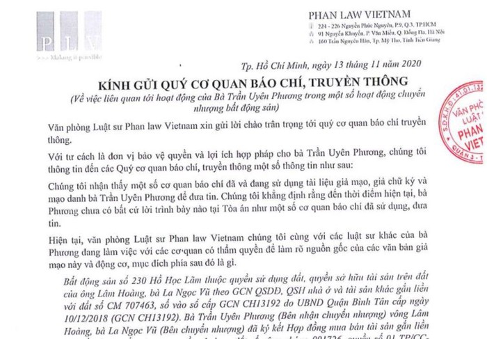 Bà Trần Uyên Phương: Một số cơ quan báo chí đã sử dụng tài liệu giả mạo và giả chữ ký  - Ảnh 1.