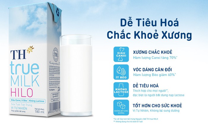 Dòng sản phẩm HILO từ sữa tươi sạch của Tập đoàn TH với sản phẩm Sữa tươi tiệt trùng vị tự nhiên TH true MILK HILO vừa ra mắt thị trường Việt Nam