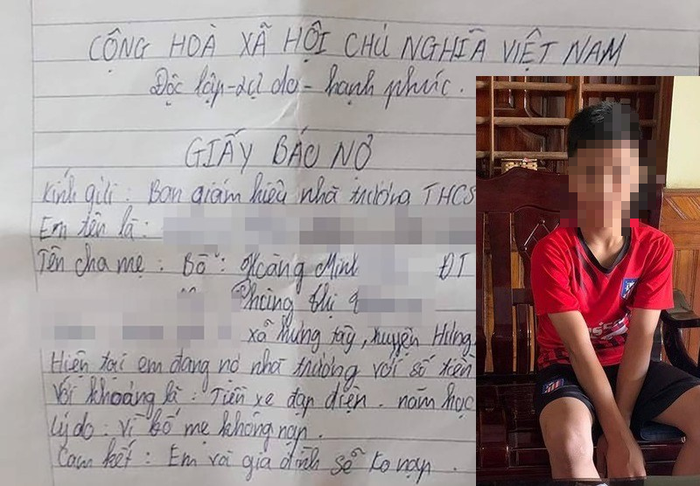 Học sinh 13 tuổi ở Nghệ An phải viết giấy nợ với nhà trường - Ảnh 1.